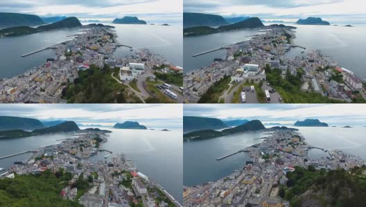 挪威奥勒松市航拍画面高清在线视频素材下载