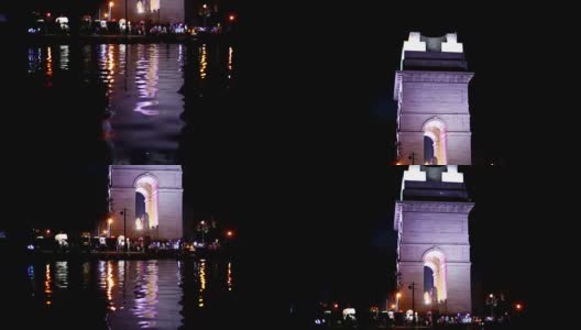 德里印度门，夜景高清在线视频素材下载