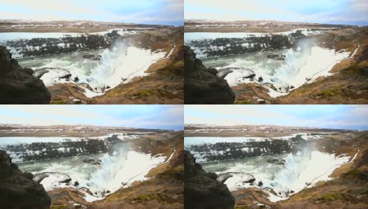 冰岛的金色瀑布和赫维塔河峡谷高清在线视频素材下载