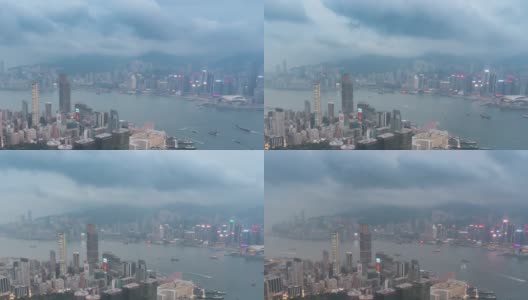 拍摄时间:香港维多利亚港从日出到日落的夜景高清在线视频素材下载