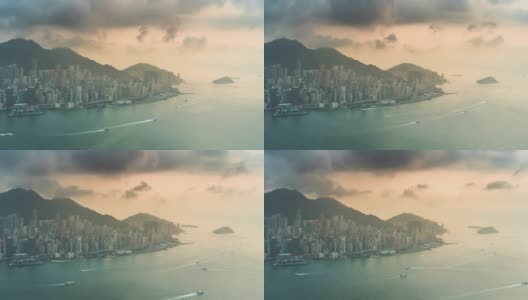 拍摄时间:香港维多利亚港从日出到日落的夜景高清在线视频素材下载