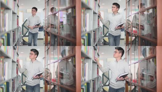 在图书馆学习的亚洲大学生高清在线视频素材下载