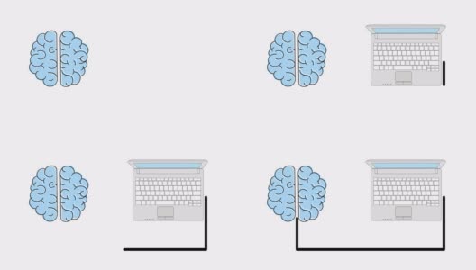 计算机与大脑相连。工作速度的概念。4 k的视频演示。高清在线视频素材下载