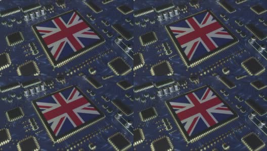 芯片上的英国国旗高清在线视频素材下载