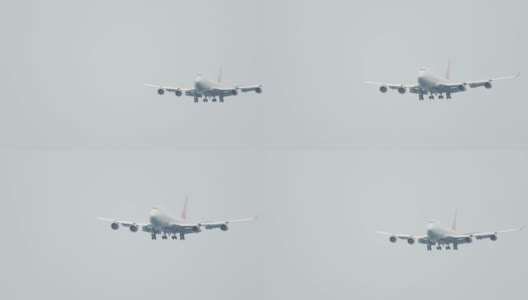 民用飞机在灰色的天空中飞行高清在线视频素材下载