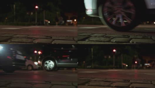 汽车在夜晚的城市街道高清在线视频素材下载