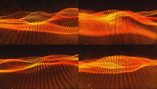 抽象的金色波粒子流和光运动背景高清在线视频素材下载