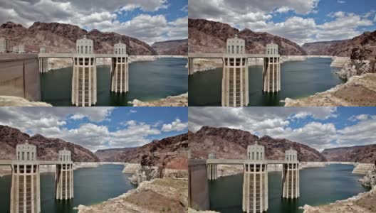 胡佛大坝和黑河峡谷摄像机的运动视图高清在线视频素材下载