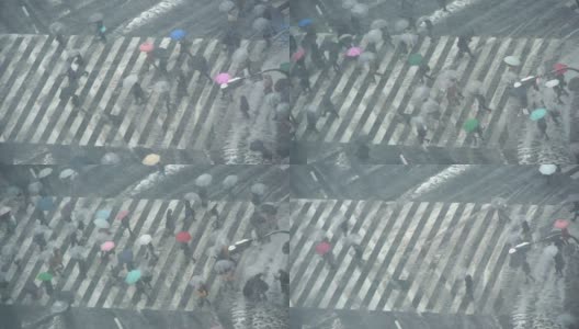 东京雪涉谷十字伞特写高清在线视频素材下载