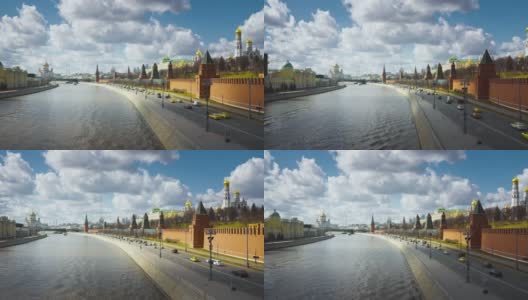 一览俄罗斯的莫斯科河和克里姆林宫宫殿高清在线视频素材下载