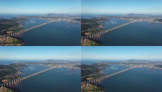 连接风电场岛的跨海大桥高清在线视频素材下载