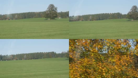 从火车窗口可以看到巴伐利亚的村庄和绿色田野高清在线视频素材下载