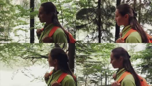 在夏日森林里欣赏风景的孕妇高清在线视频素材下载