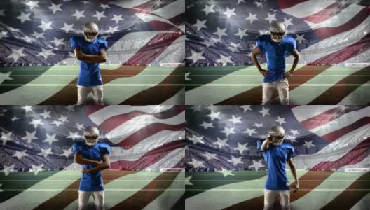 双臂交叉的美国足球运动员高清在线视频素材下载