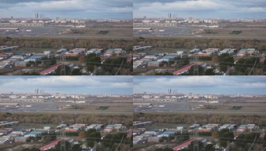 马德里天际线和机场时间流逝高清在线视频素材下载