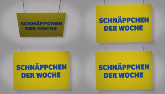 Schnäppchen der woche(本周特价)德国硬纸板标牌挂在绳子上。Alpha频道将包括下载4K苹果ProRes 4444文件高清在线视频素材下载