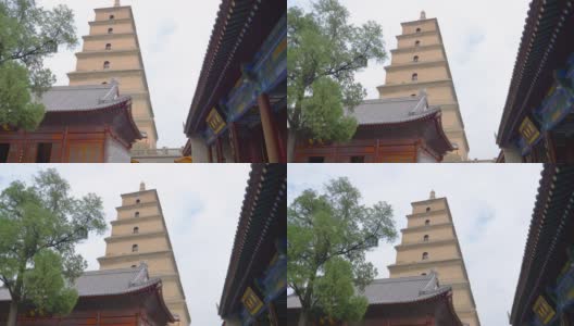 中国西安大慈恩寺的大雁塔高清在线视频素材下载