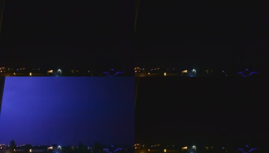 在这个城市的夜晚，闪电击中了天空高清在线视频素材下载