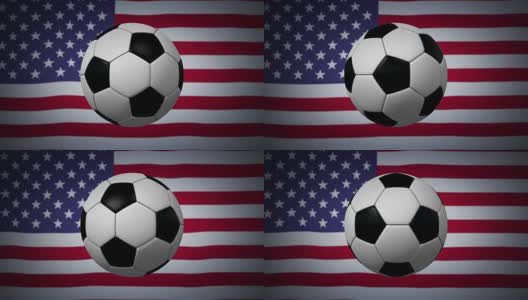足球环与美国国旗的背景高清在线视频素材下载