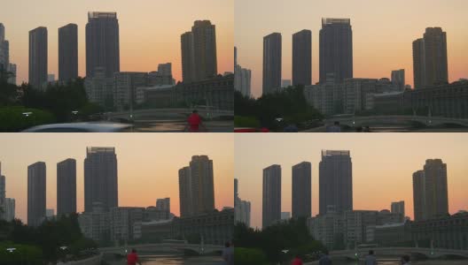 日落天空上海交通大桥滨江全景4k中国高清在线视频素材下载