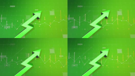 4K 3D箭头向上移动动画。财务图表。高清在线视频素材下载