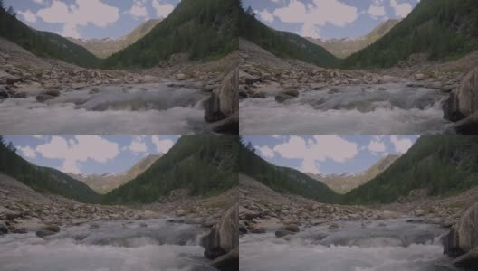 瑞士阿尔卑斯山脉的河流和山脉，提契诺高清在线视频素材下载