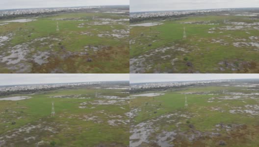 鸟瞰被淹没的农场高清在线视频素材下载