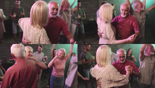 老夫妇在俱乐部里一起跳舞。高清在线视频素材下载
