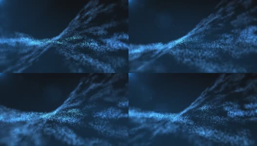 蓝色分形光波粒子背景高清在线视频素材下载