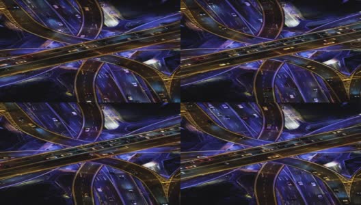 夜间的立交桥和城市交通高清在线视频素材下载