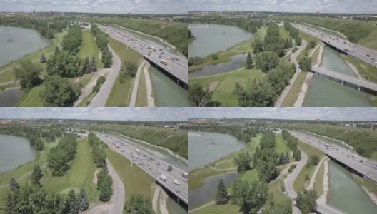 灌溉渠、城市公路空中立交桥高清在线视频素材下载
