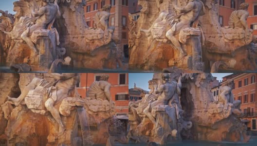 四河喷泉，纳沃纳广场，意大利罗马高清在线视频素材下载