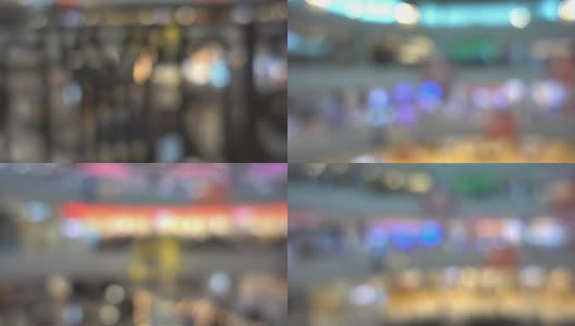 吊车拍摄:购物中心行人的抽象模糊背景高清在线视频素材下载