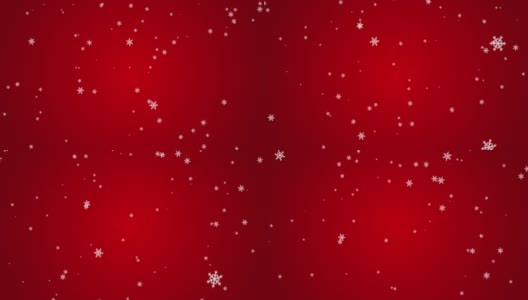 红色背景上飘落着形状各异的雪花。圣诞新年运动图形视频动画。高清在线视频素材下载