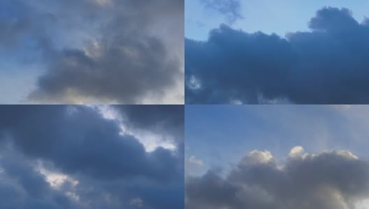 快速移动的云的四个时间间隔的序列高清在线视频素材下载