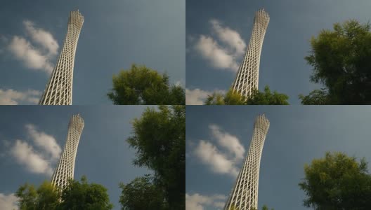 广州市晴天著名塔顶全景4k中国高清在线视频素材下载