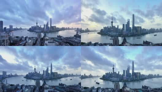 4K:上海城市景观在日出的时间流逝，中国高清在线视频素材下载