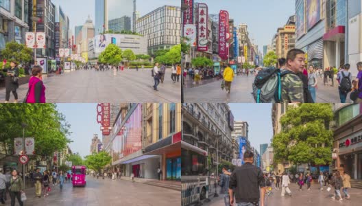 中国上海南京路步行街的Hyper apse高清在线视频素材下载