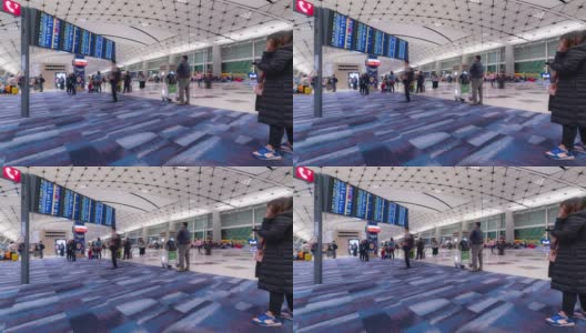 时光流逝:香港机场离境区游客拥挤高清在线视频素材下载