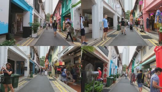 熙熙攘攘的哈吉巷，新加坡高清在线视频素材下载