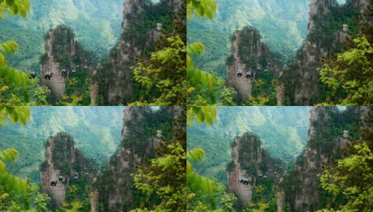 张家界山区缆车缆车升降高清在线视频素材下载