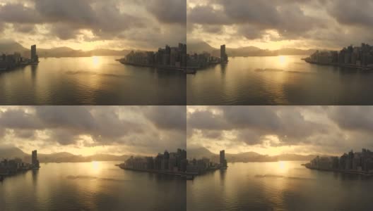 航拍香港现代摩天大楼的无人机4k镜头。高清在线视频素材下载