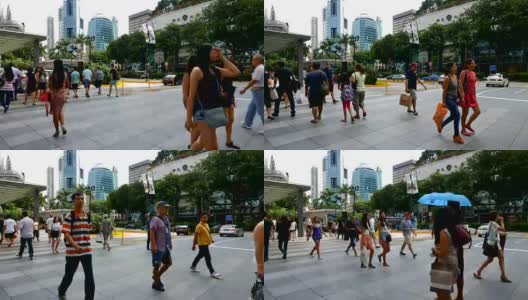 新加坡乌节路上的“延时”镜头挤满了人群高清在线视频素材下载