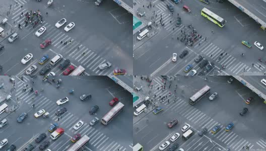T/L MS HA ZO鸟瞰图拍摄城市街道Crossing /北京，中国高清在线视频素材下载