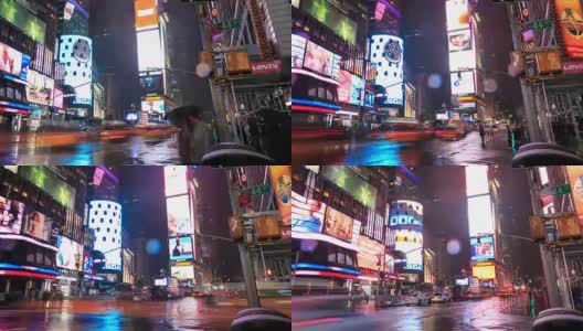 时代广场晚上的交通状况高清在线视频素材下载