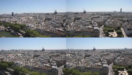 从巴黎圣母院大教堂顶部鸟瞰高清在线视频素材下载