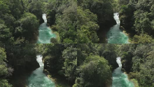 Chiapas的Las Nubes瀑布鸟瞰图高清在线视频素材下载