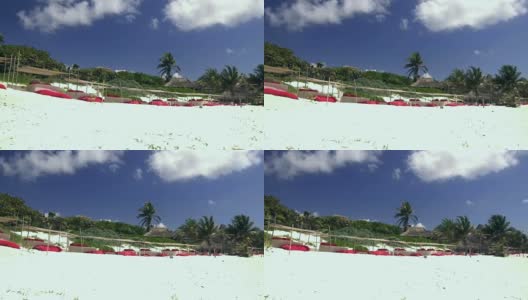 海滩床放松在图卢姆加勒比海滩视频4K高清在线视频素材下载