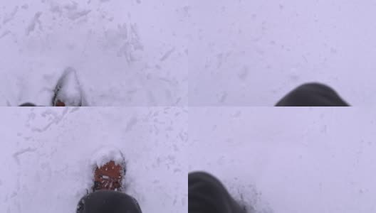 个人观点，在深冬的雪地里徒步旅行高清在线视频素材下载