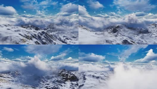 飞越槽云与蓝天山高清在线视频素材下载